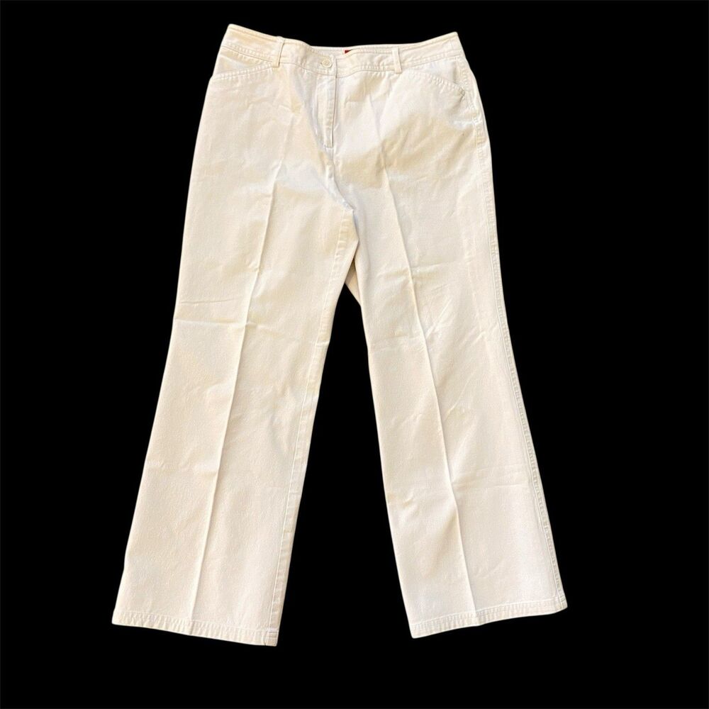 VTG Valerie Stevens Womens 8P White Cotton Straight Leg Dress Pants 31x27 NWOT